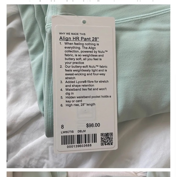 Lululemon Align 28 inch Delicate Mint size 8 - Picture 4 of 6